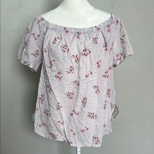 Vero Moda Floral Stripe Off Shoulder Blouse Size Medium